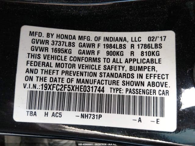 2017 HONDA CIVIC LX 9