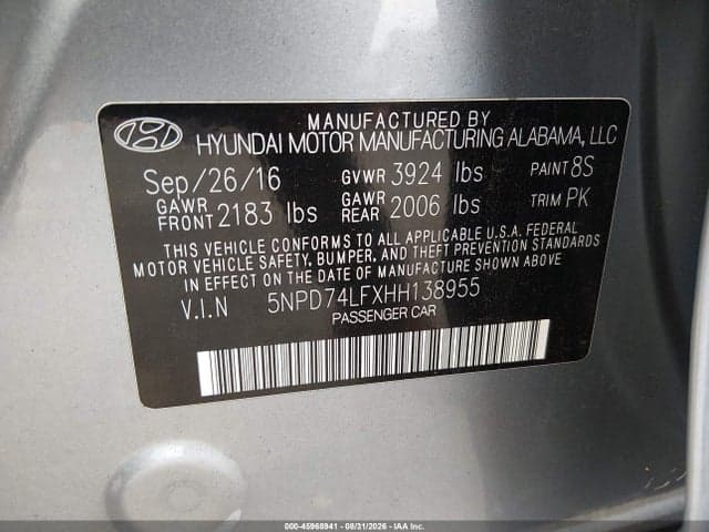 2017 HYUNDAI ELANTRA SE 9