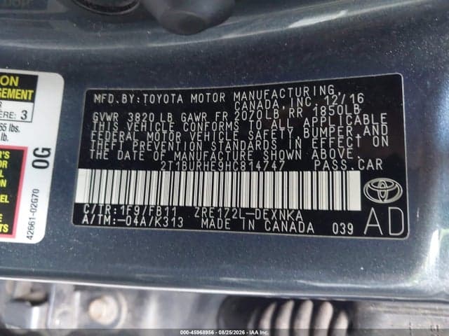 2017 TOYOTA COROLLA LE 9