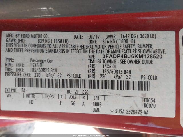 2019 FORD FIESTA SE 9