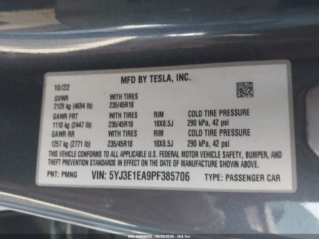 2023 TESLA MODEL 3 REAR-WHEEL DRIVE 9