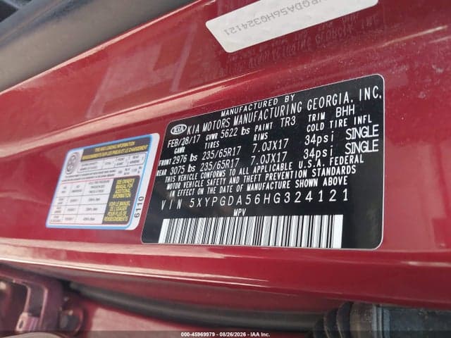 2017 KIA SORENTO 3.3L LX 9