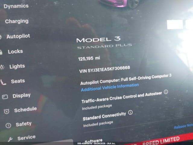 2019 TESLA MODEL 3 LONG RANGE/MID RANGE/STANDARD RANGE/STANDARD RANGE PLUS 7
