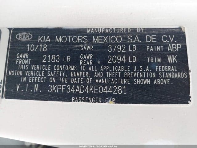 2019 KIA FORTE S 9