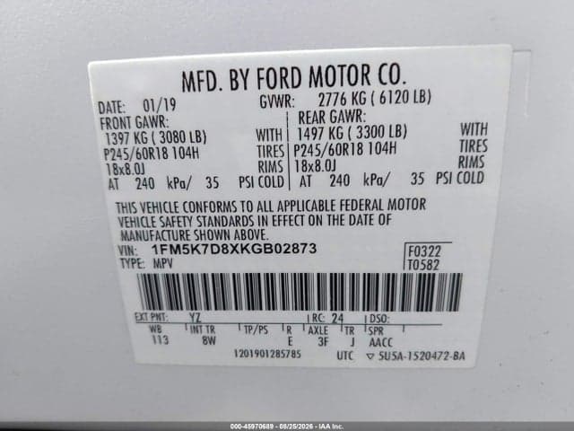 2019 FORD EXPLORER XLT 9