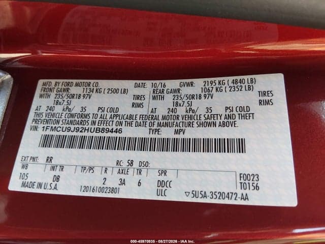 2017 FORD ESCAPE TITANIUM 9