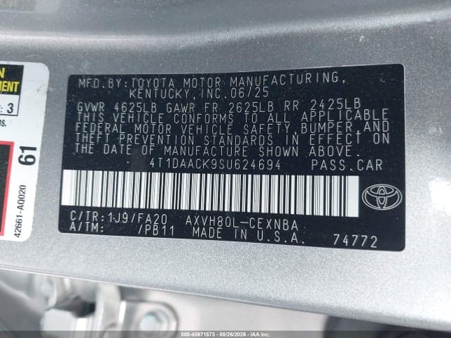 2025 TOYOTA CAMRY LE 9