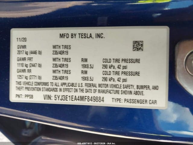 2021 TESLA MODEL 3 STANDARD RANGE PLUS REAR-WHEEL DRIVE 9