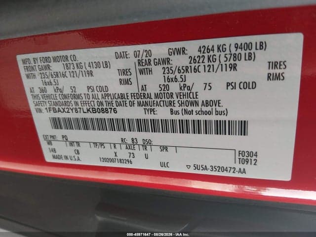 2020 FORD TRANSIT-350 PASSENGER VAN XL 9