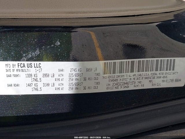 2017 DODGE GRAND CARAVAN SXT 9