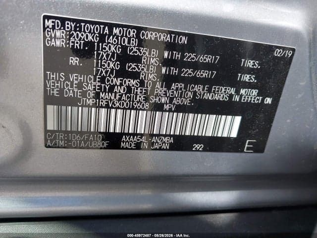 2019 TOYOTA RAV4 XLE 9