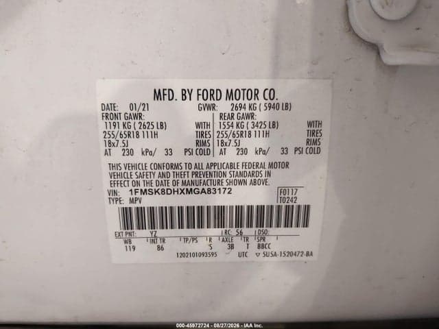 2021 FORD EXPLORER XLT 9