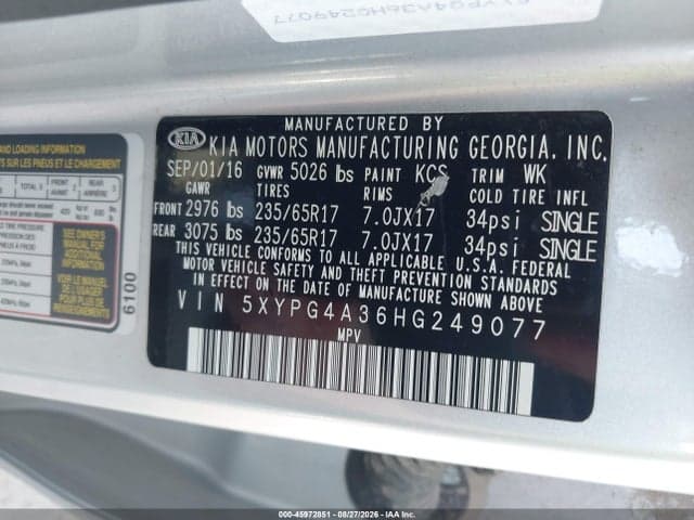 2017 KIA SORENTO 2.4L LX 9
