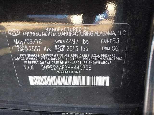 2017 HYUNDAI SONATA 9