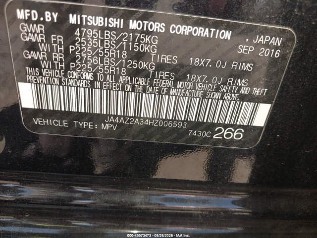 2017 MITSUBISHI OUTLANDER ES 9