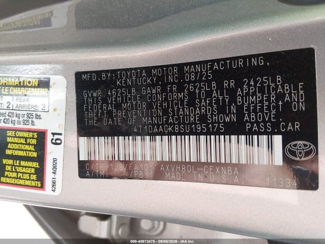 2025 TOYOTA CAMRY LE 9