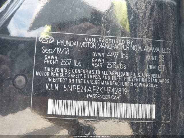2019 HYUNDAI SONATA SE 9