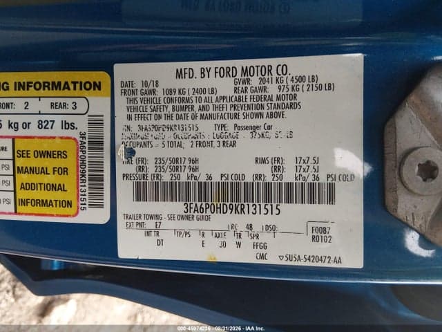 2019 FORD FUSION SE 9