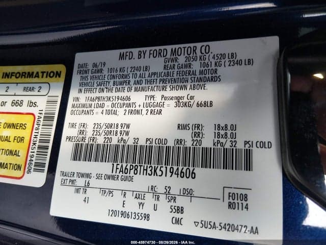 2019 FORD MUSTANG ECOBOOST PREMIUM 9