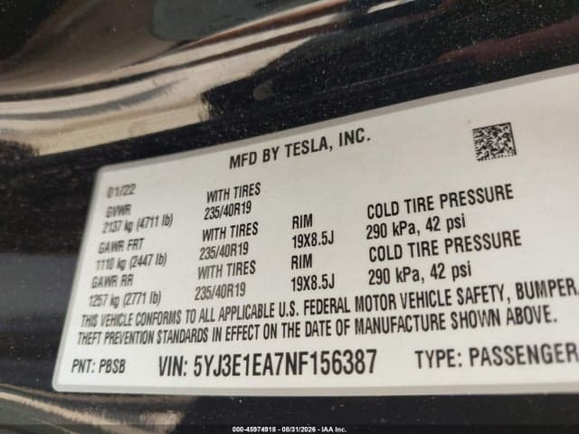 2022 TESLA MODEL 3 REAR-WHEEL DRIVE 9