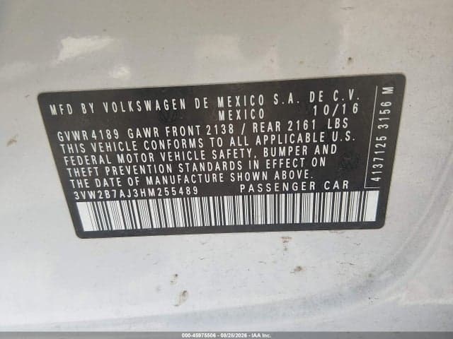 2017 VOLKSWAGEN JETTA 1.4T S 9