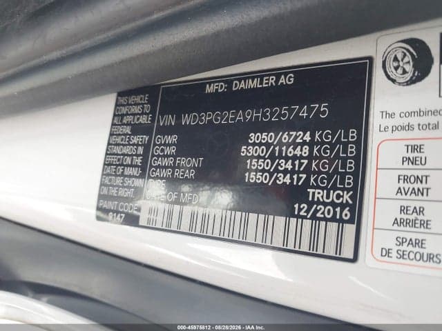 2017 MERCEDES-BENZ METRIS 9
