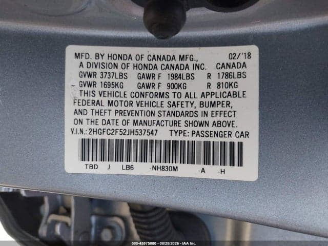 2018 HONDA CIVIC LX 9