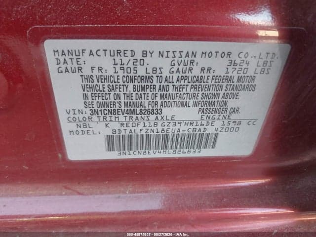 2021 NISSAN VERSA SV XTRONIC CVT 9