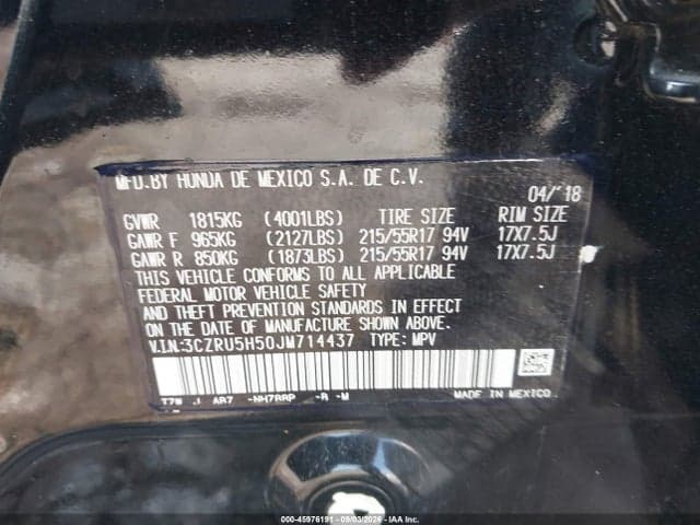 2018 HONDA HR-V EX 9