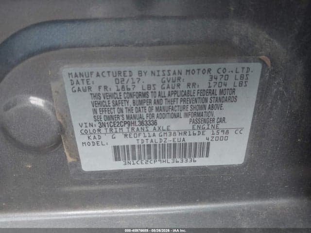 2017 NISSAN VERSA NOTE SV 9