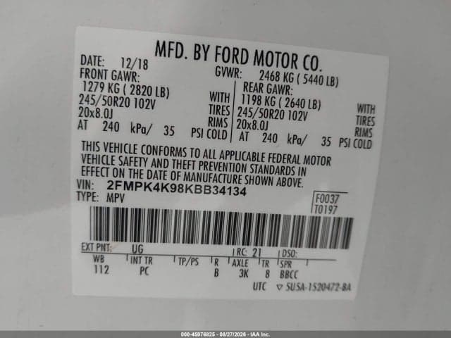 2019 FORD EDGE TITANIUM 9