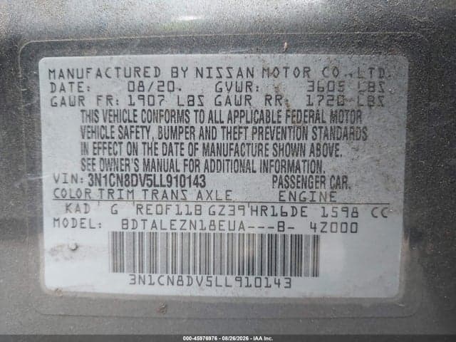 2020 NISSAN VERSA S XTRONIC CVT 9