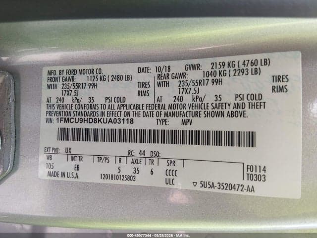 2019 FORD ESCAPE SEL 9