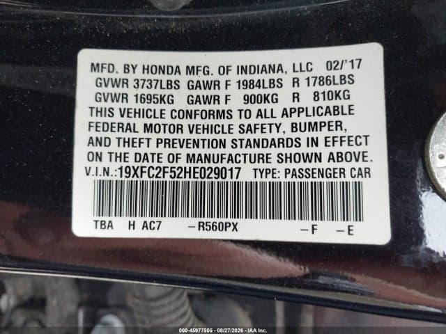 2017 HONDA CIVIC LX 9