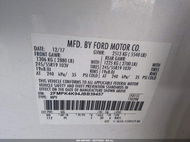 2018 FORD EDGE TITANIUM 9