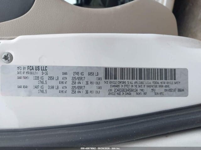 2017 DODGE GRAND CARAVAN SE 9