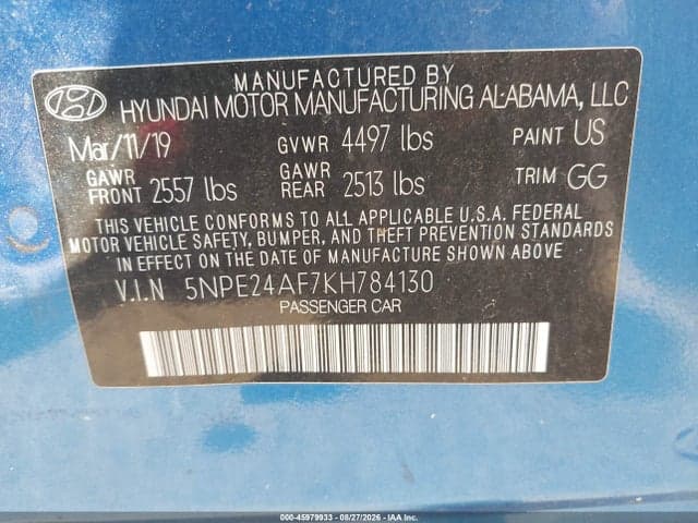 2019 HYUNDAI SONATA SE 9