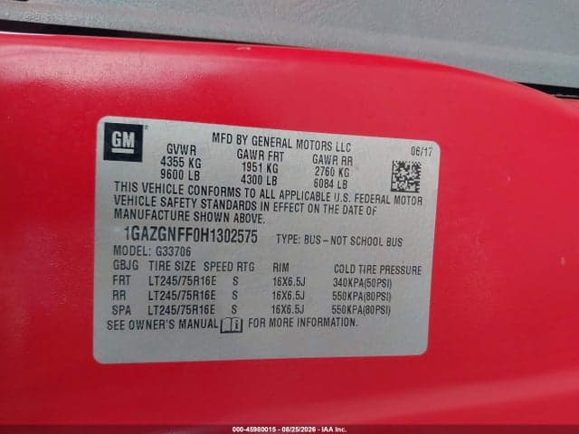 2017 CHEVROLET EXPRESS 3500 LS 9