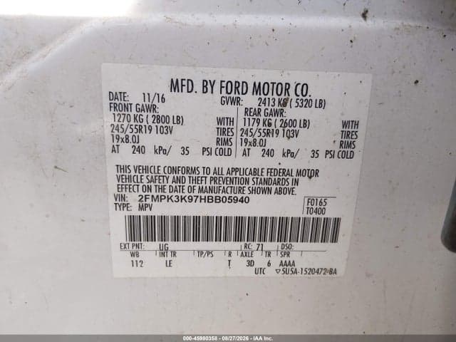 2017 FORD EDGE TITANIUM 9