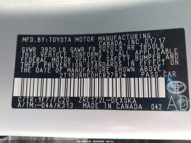 2017 TOYOTA COROLLA SE 9