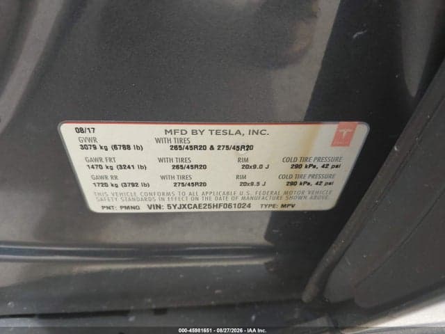 2017 TESLA MODEL X 100D/75D/90D 9