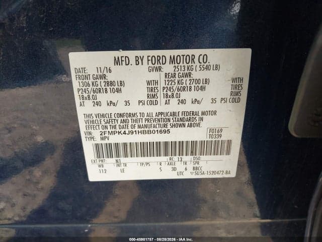 2017 FORD EDGE SEL 9