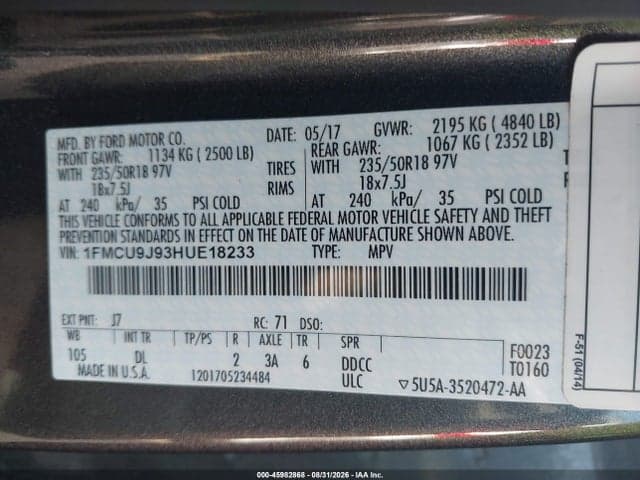2017 FORD ESCAPE TITANIUM 9