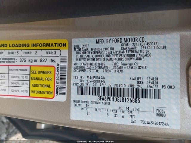 2018 FORD FUSION SE 9