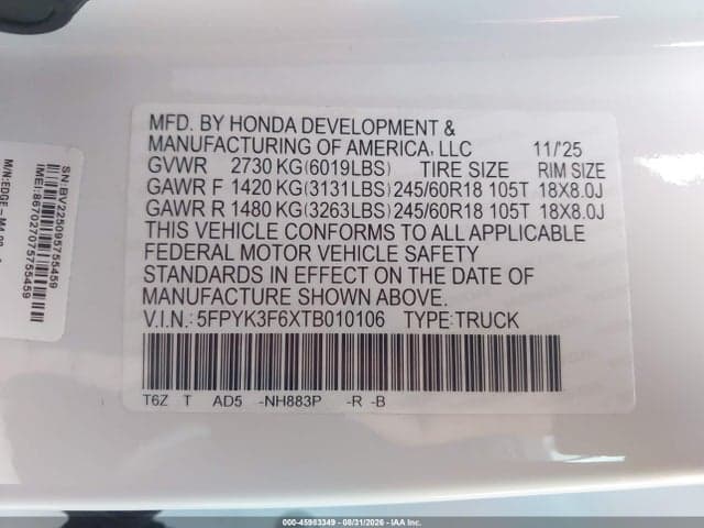 2026 HONDA RIDGELINE TRAILSPORT 9