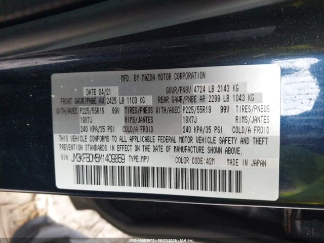 2021 MAZDA CX-5 GRAND TOURING 9