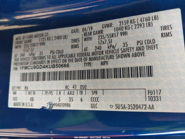 2019 FORD ESCAPE SE 9