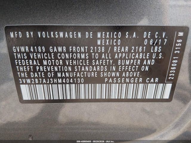 2017 VOLKSWAGEN JETTA 1.4T S 9