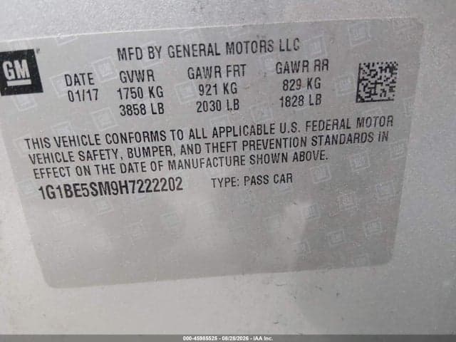 2017 CHEVROLET CRUZE LT AUTO 9