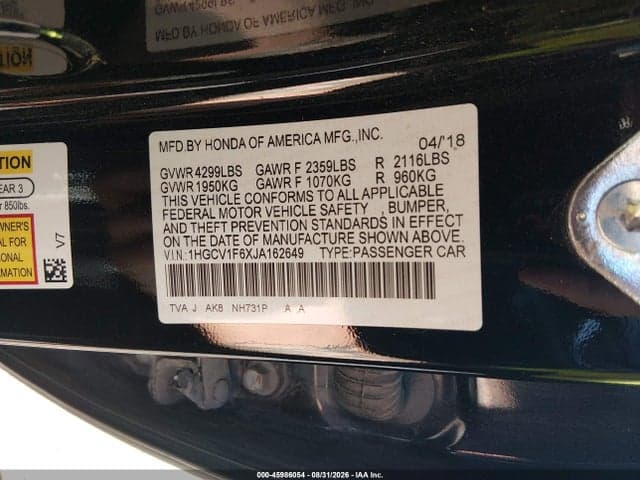 2018 HONDA ACCORD EX-L 9